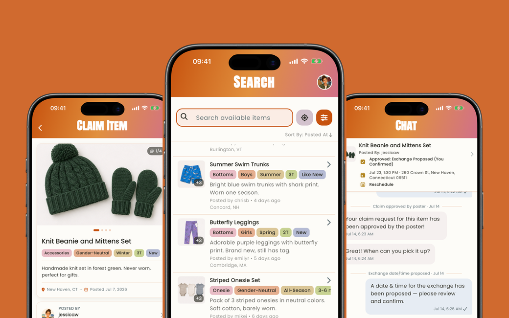 The Loop kids clothing swap app screenshots